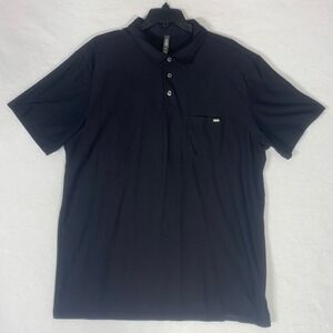 Vuori Ace Polo Shirt Mens XL Black Short Sleeve Polo Pocket Logo Athleisure